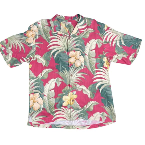 Tommy Bahama Other - Tommy Bahama 100% Silk Hibiscus Aloha Camp Hawaiian Shirt XL X-Large Palm Travel